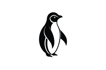 Elegant black silhouette of a penguin bird icon