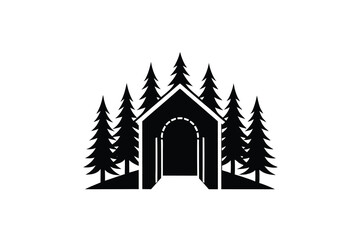 Obraz premium Secluded cabin in the woods peaceful retreat nature escape