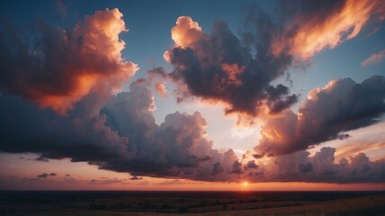 Dramatic Sunset Sky Fiery Cloudscape at Golden Hour