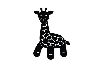Adorable black silhouette of a friendly giraffe