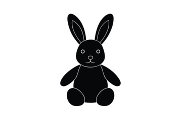 Adorable black silhouette bunny rabbit sitting cute cartoon animal