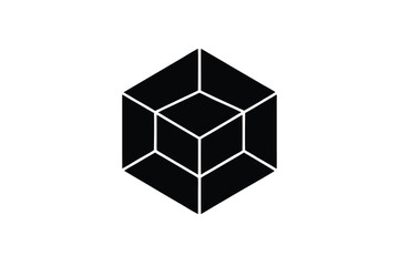 Abstract black cube geometric shape design element
