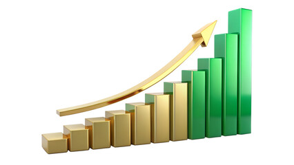 business graph with arrow isolated on white background. PNG Transparent file type with high definition quality And vibrant color grading Available.
