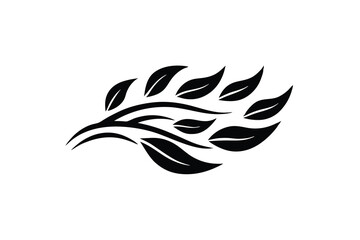 Elegant black and white stylized leaf branch design