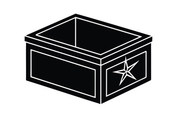Black and white illustration of a starred box