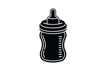Baby bottle icon black silhouette infant feeding nutrition
