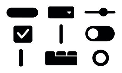 User interface silhouette icons set – ui, ux, elements simplified