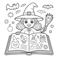 Halloween Witch Coloring Pages for Kids