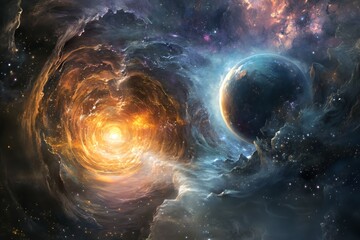 Cosmic Nebula Swirling Around Distant Planet