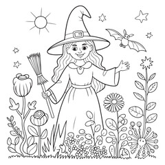 Halloween Witch Coloring Pages for Kids