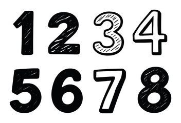 Numbers outline icons set &ndash; artistic, numerical and creative symbols for design