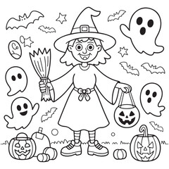 Halloween Witch Coloring Pages for Kids