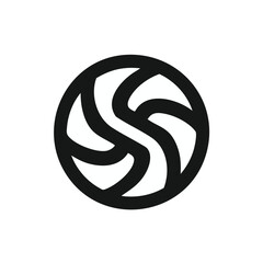 Swirling abstract symbol inside circle