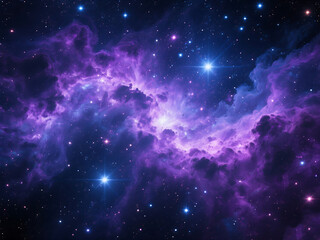 Fototapeta premium Vibrant Purple Nebula in Deep Space – Fantasy Galactic Cloud Formation