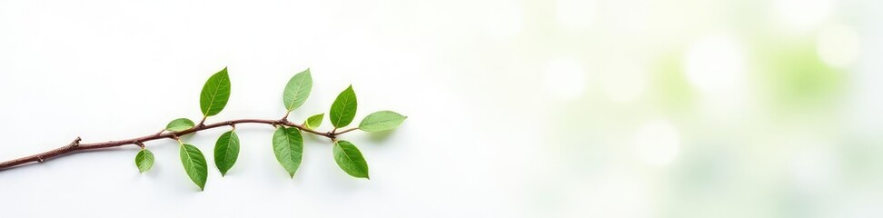 A small branch with leaves on a white background, nature, texture,
