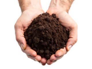 hands holding soil isolated on white background. PNG Transparent file type with high definition quality And vibrant color grading Available.