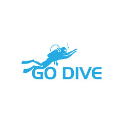 Dynamic scuba logo with diver and ocean elements, symbolizing adventure, exploration, and marine life. Perfect for dive shops, tours, underwater sports, and ocean brands.

