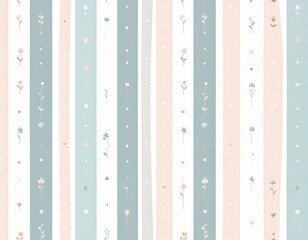 Pastel Stripes with Delicate Floral and Dot Accents Soft Hues and Subtle Texture