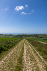 Looking along a pathway in rural Sussex, from Kingston near Lewes and leading towards Rottingdean