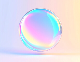 Chromatic Orb: A holographic orb shimmers with iridescent light against a ethereal and smooth gradient surface, capturing the essence of digital art