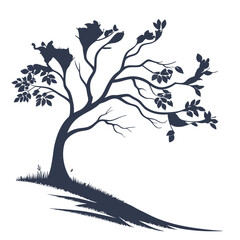 Fototapeta premium Minimalist Vector Design of a Single Tree with Clean Lines, Simple Style, and Elegant Nature Illustration