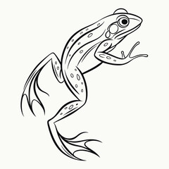 Fototapeta premium Simple Stylish Line Art Vector of Leaping Frog with Minimalist Design and Dynamic Nature Illustration