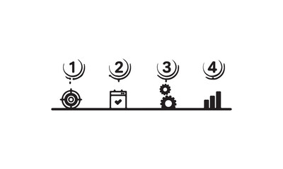 Obraz premium 4-Step Business Growth Strategy Icons