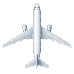 A white airplane is shown in a profile view. The plane is large and has a sleek design. Concept of modernity and sophistication, as well as the idea of travel and exploration