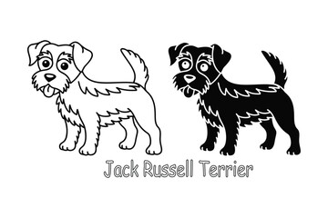 Jack Russell Terrier Line Art, Dog Breeds Coloring Page for Kids