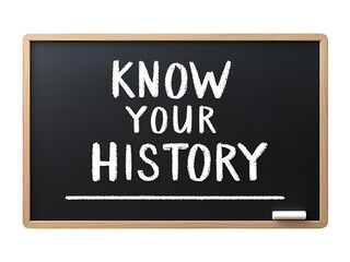A chalkboard icon with 'Know Your History' written in chalk style