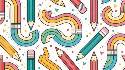 seamless pattern with colorful pencils