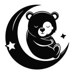 A BEAR IS SITTING ON MOON