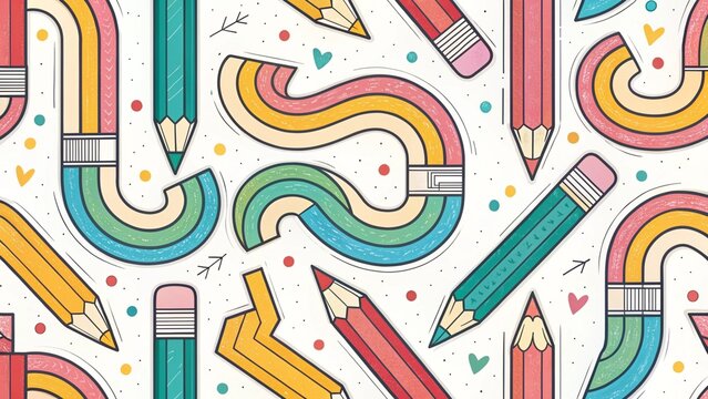 seamless pattern with colorful pencils