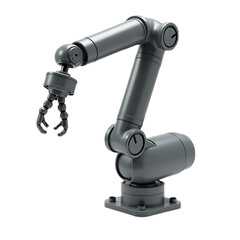 Industrial Robotic Arm, Grey Metal, 3D Render