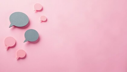 Obraz premium Subtle grey speech bubble pattern on a pastel pink background , pattern, subtle