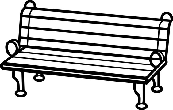 recommend clip art: bench outline coloring book page, park bench line art vector illustration