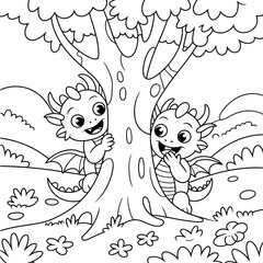 Fototapeta premium A funny outline vector cartoon illustration of a cute forest animal, like a bear, perfect for a children's coloring book design or clip-art