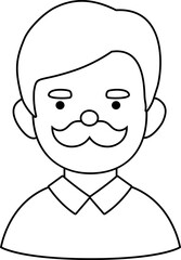 Bearded old man head looking outwards silhouette stock vector.
Elderly father face children coloring drawing isolated.
Middle-aged man black lines.
Transparent background, SVG file.