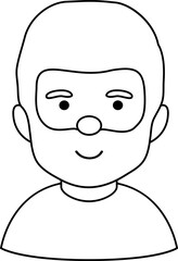 Bearded old man head looking outwards silhouette stock vector.
Elderly father face children coloring drawing isolated.
Middle-aged man black lines.
Transparent background, SVG file.