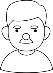 Bearded old man head looking outwards silhouette stock vector.
Elderly father face children coloring drawing isolated.
Middle-aged man black lines.
Transparent background, SVG file.