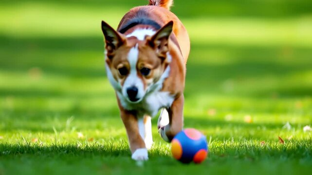 A dog is running in the fild