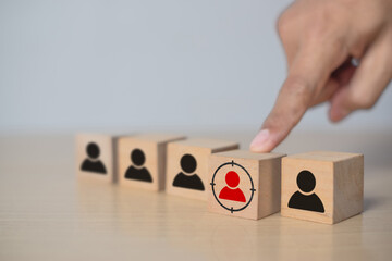 Choosing a cube with a target symbol reflects targeting ideal customers, personalization, and...