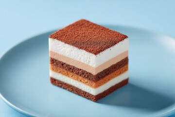 delicious dessert artfully displayed on vibrant color background with plenty of copy space illuminated by studio lights