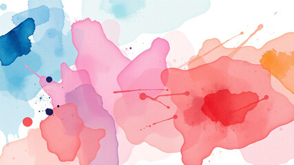 Abstract watercolor background design pink blue red orange splashes