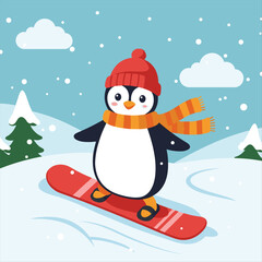 Vector illustration of cute penguin cartoon