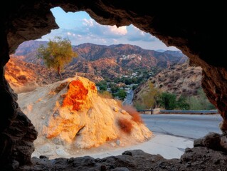 Cave viewpoint overlooking scenic valley california landscape photography natural environment sunset serenity