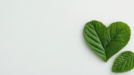 Green heart icon with leaf texture, simple and symbolic eco branding
