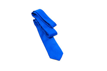 slim fit blue tie folded isolated on white background closeup view 