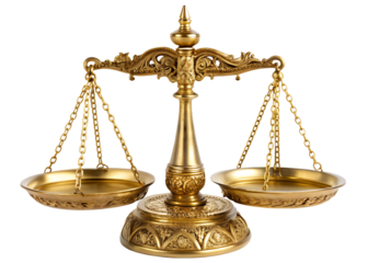 brass scales of justice isolated on white background. PNG Transparent file type with high definition quality And vibrant color grading Available.