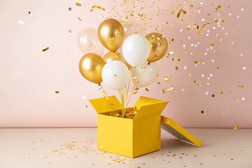 gift box with balloons